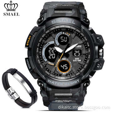 SMAEL Men Watch Bracelet Set Dual Time